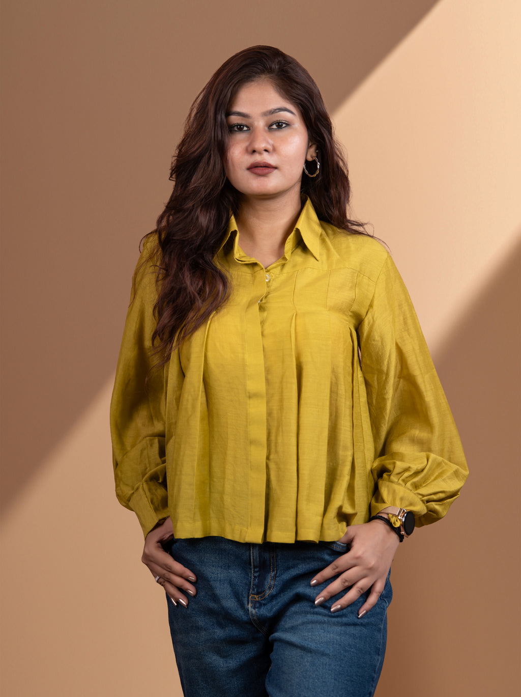 Pleated Silk Shirt