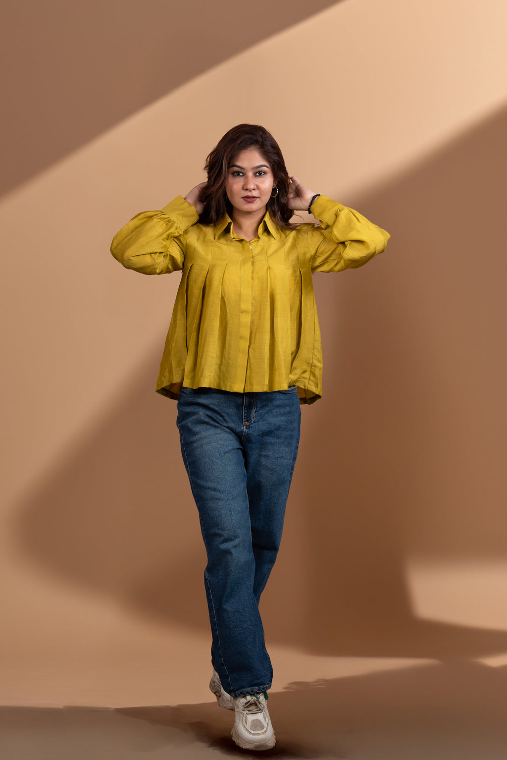 Pleated Silk Shirt