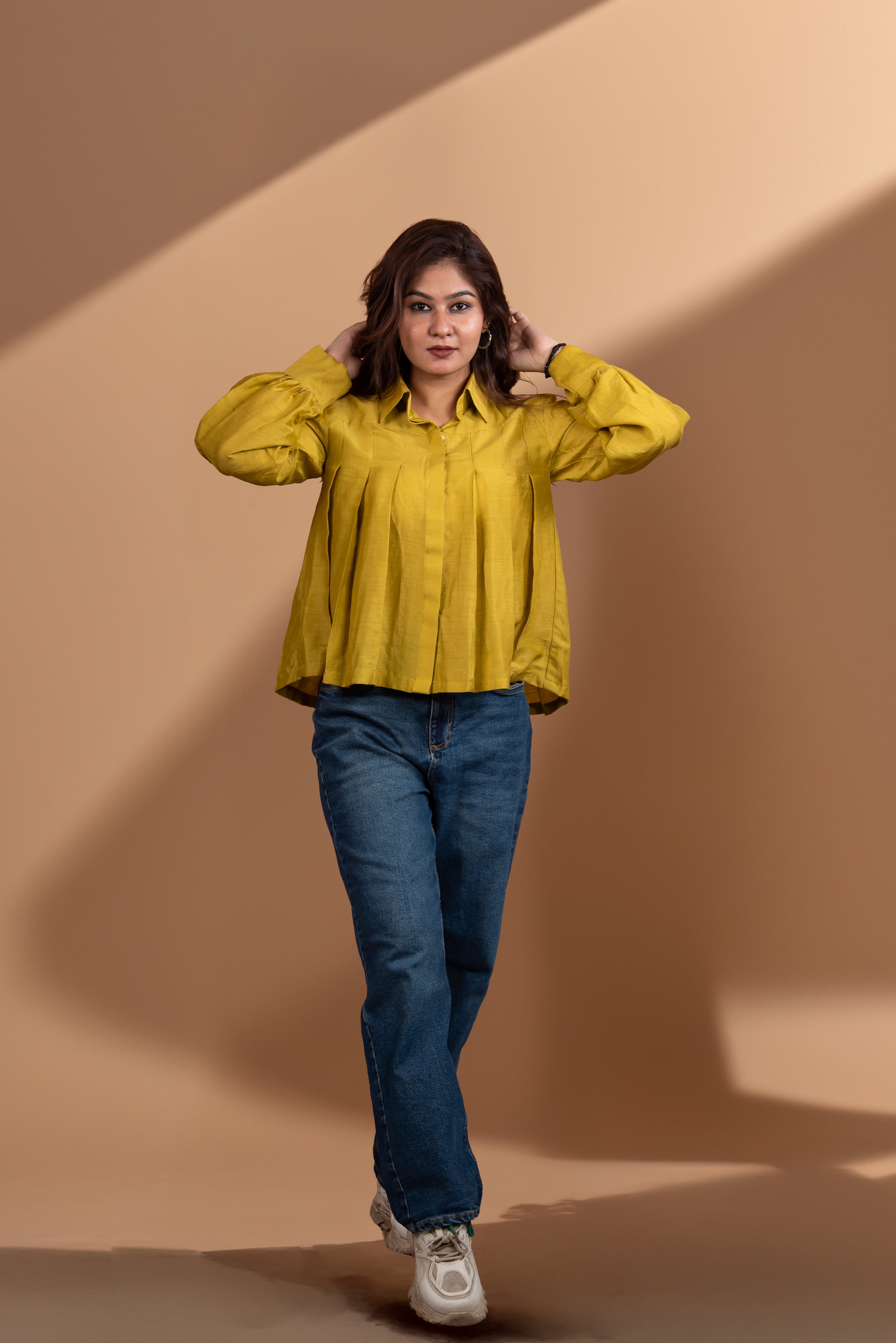 Pleated Silk Shirt